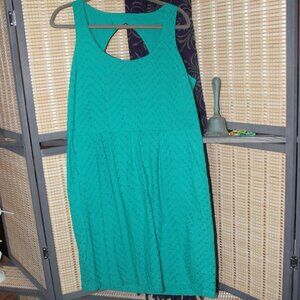 LOFT Green Eyelet Keyhole-Back Dress